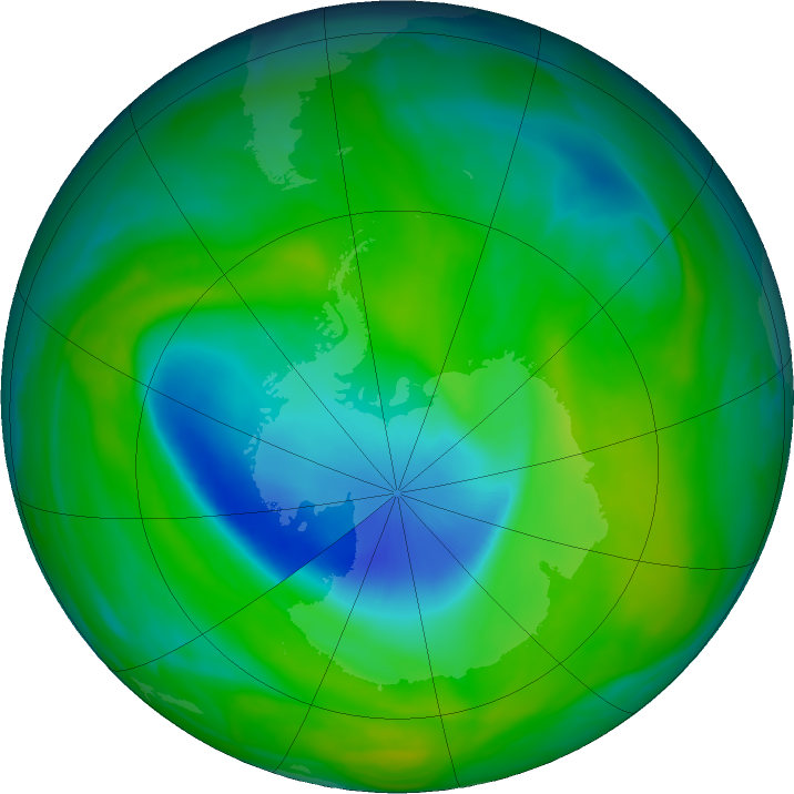 Antarctic ozone map for 01 December 2018